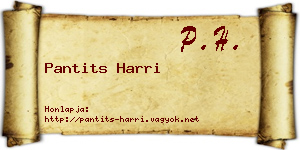 Pantits Harri névjegykártya